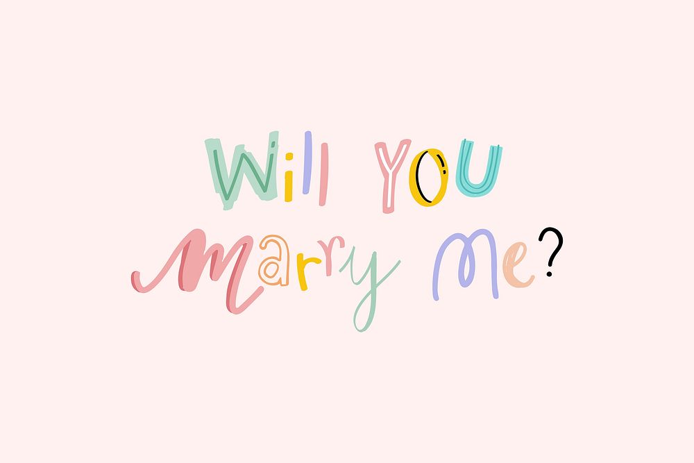 Will you marry me? typography doodle text