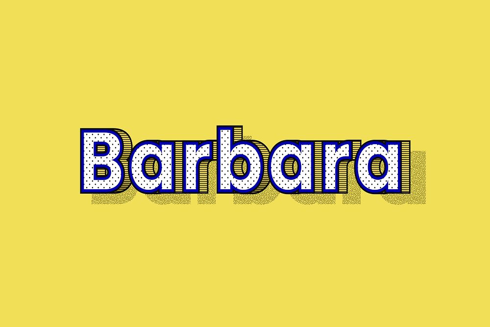 Barbara name halftone shadow style typography