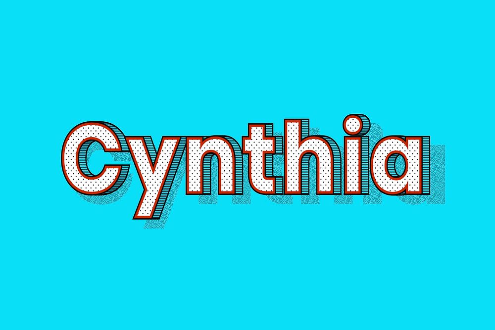 Cynthia name halftone shadow style typography
