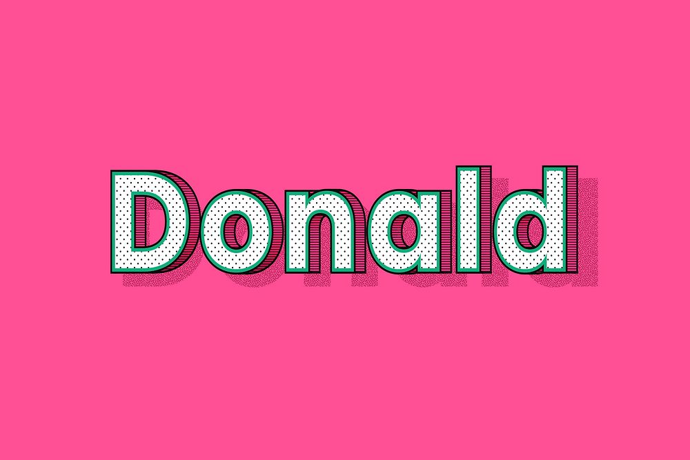 Donald name lettering font shadow retro typography