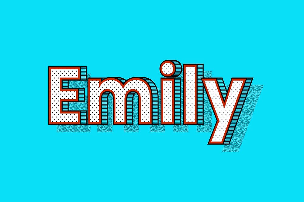 Emily name lettering font shadow retro typography