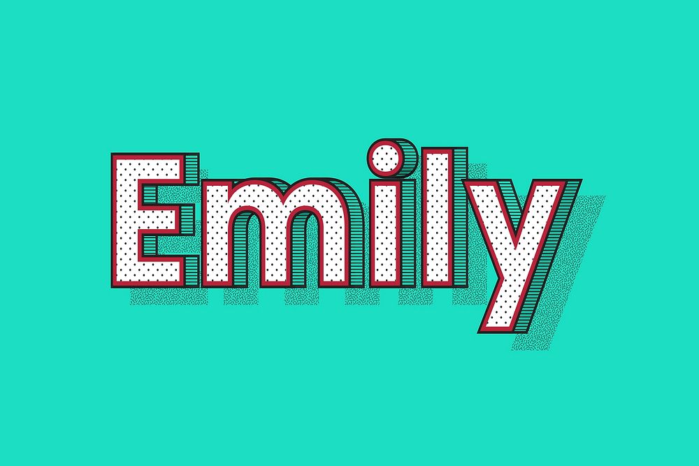 Emily name halftone shadow style typography