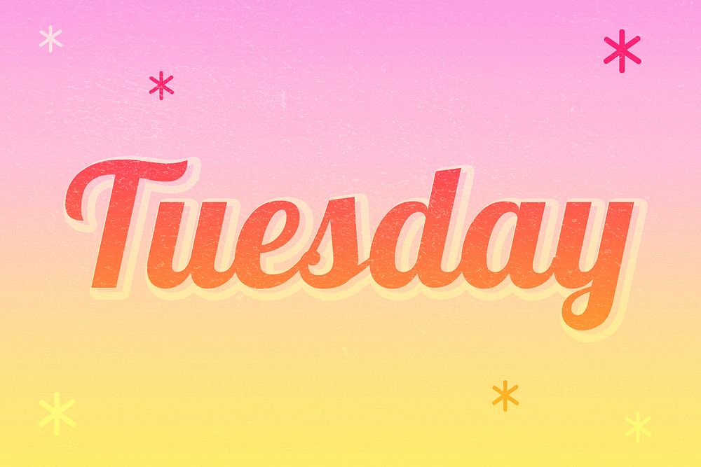 Tuesday text magical star feminine typography