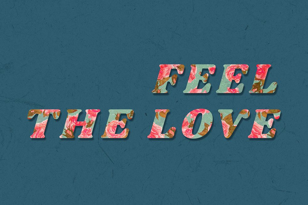 Colorful feel the love message vintage font