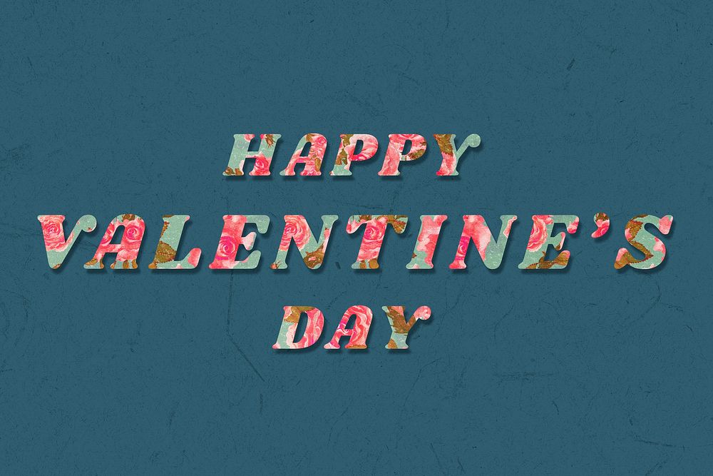 Happy Valentine's day bold floral font