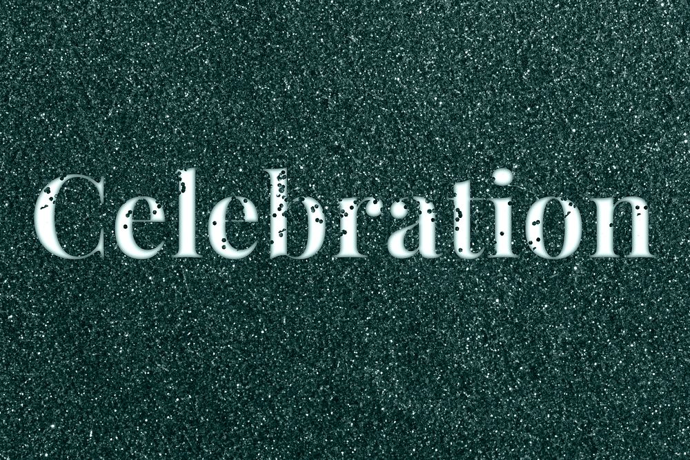 Dark green glitter celebration word art typography festive effect