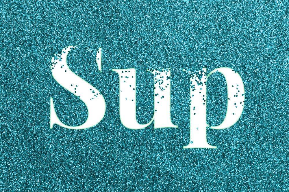 Teal glitter sup text typography festive effect