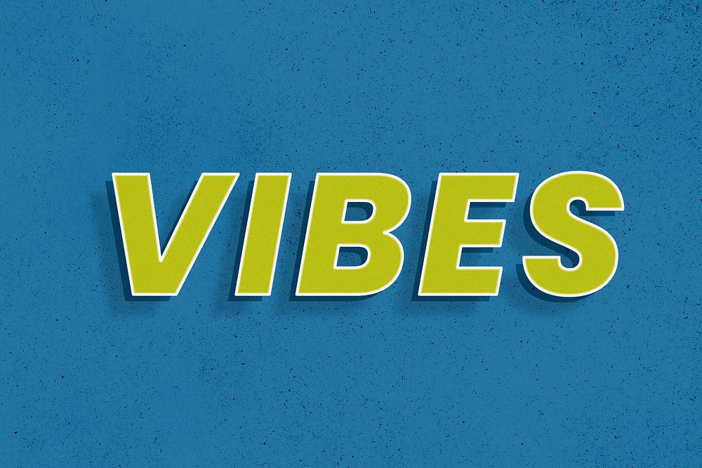 Vibes word retro style shadow typography 3d effect