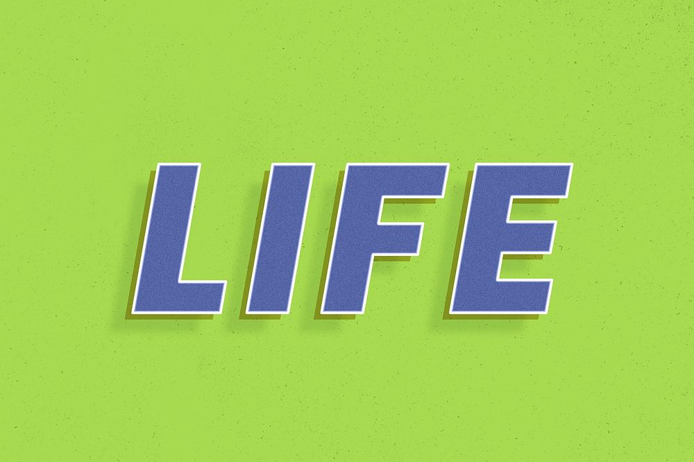 Word life retro lettering shadow typography