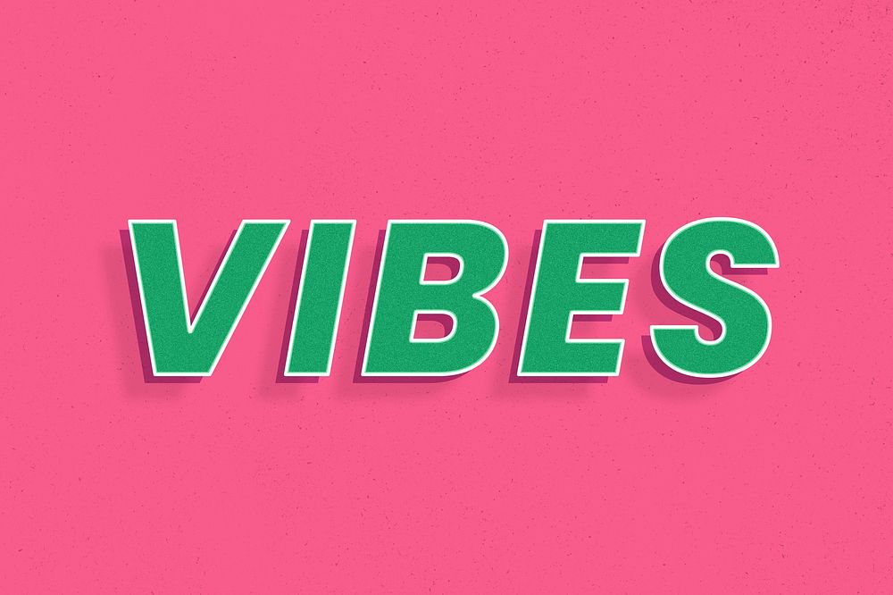 Vibes text retro 3d effect typography lettering