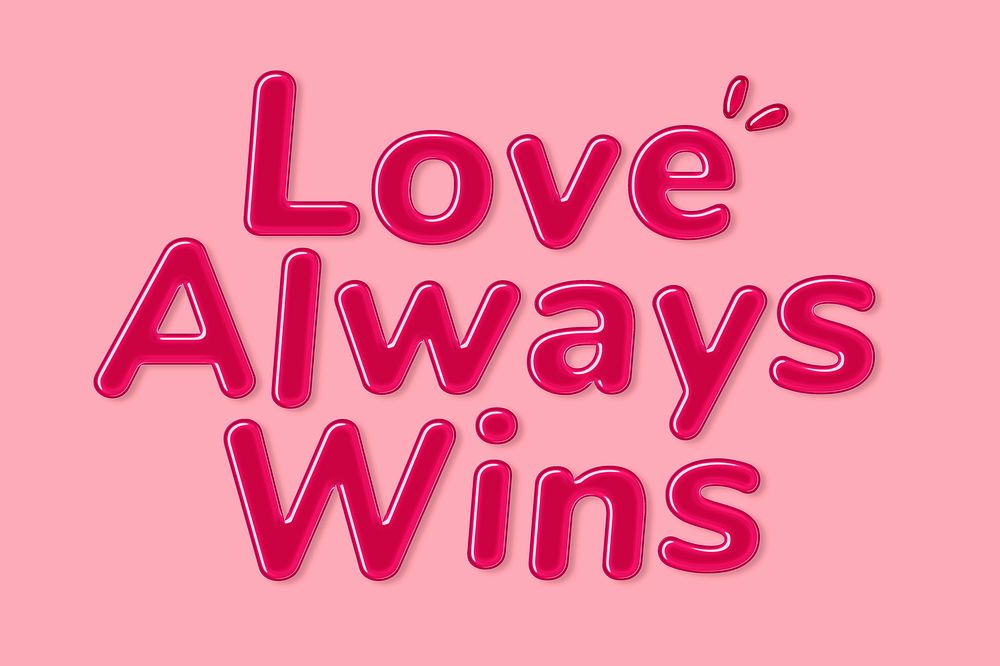 Jelly embossed typography love always wins word