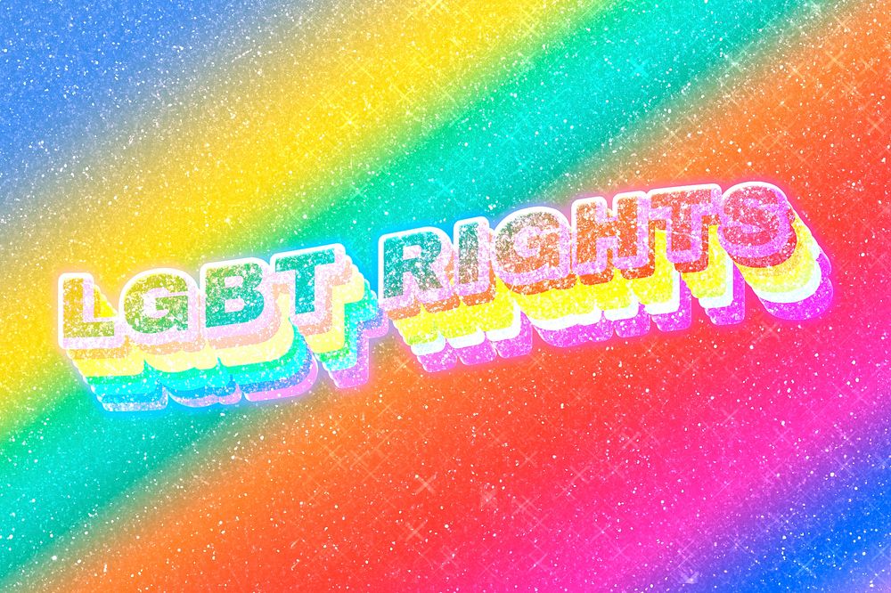 LGBT rights word 3d effect typeface rainbow gradient