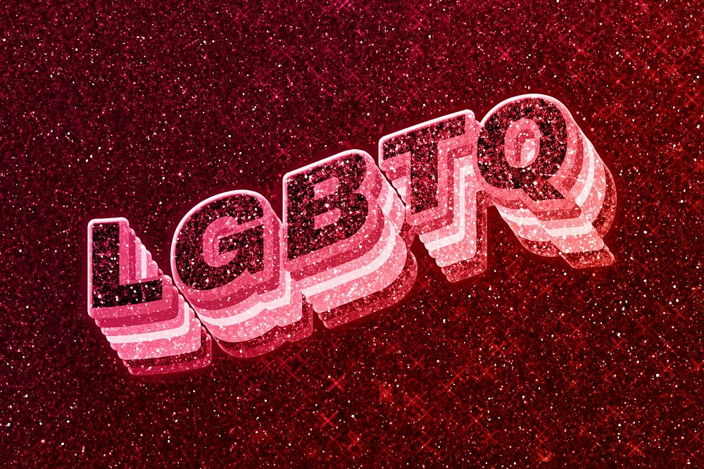LGBTQ word 3d effect typeface glowing font