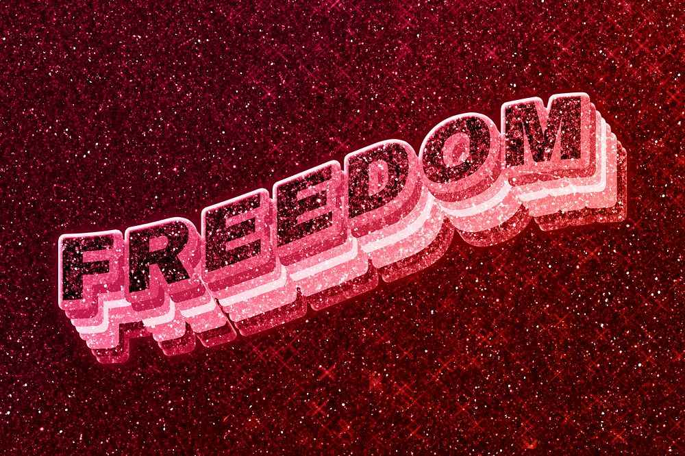 Freedom word 3d effect typeface glowing font