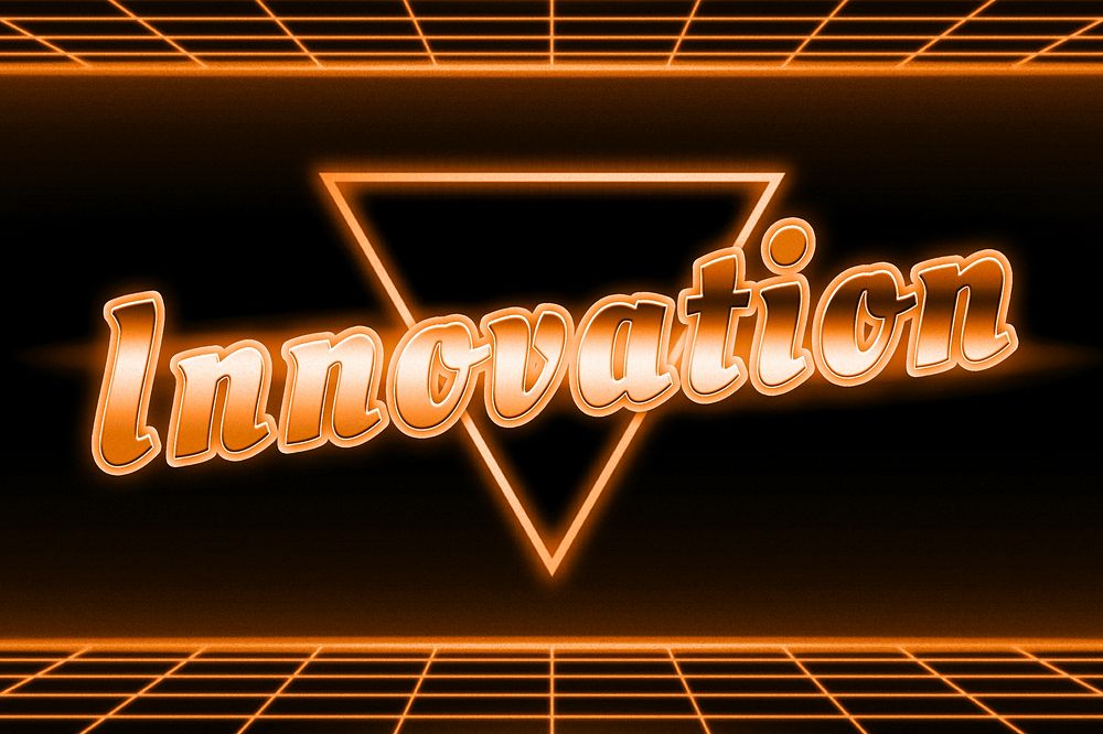 Orange futuristic innovation neon text typography