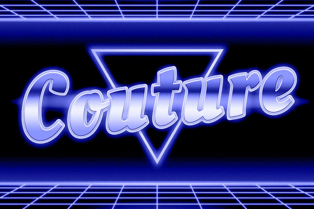 Futuristic neon couture word typography