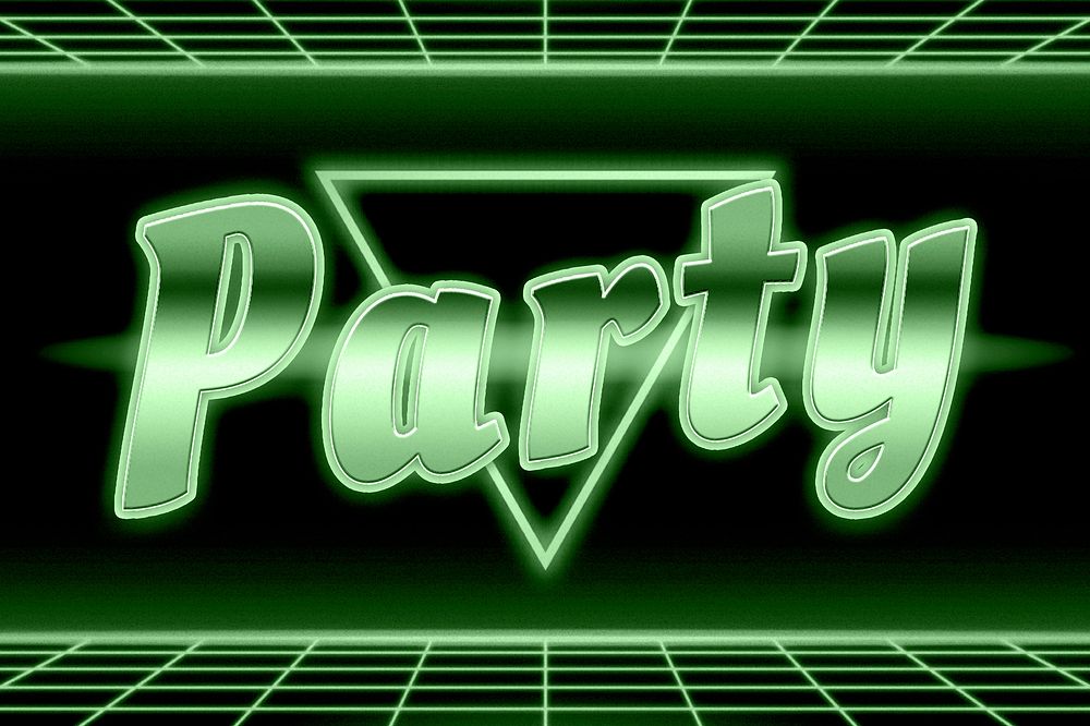 Futuristic grid party text typography