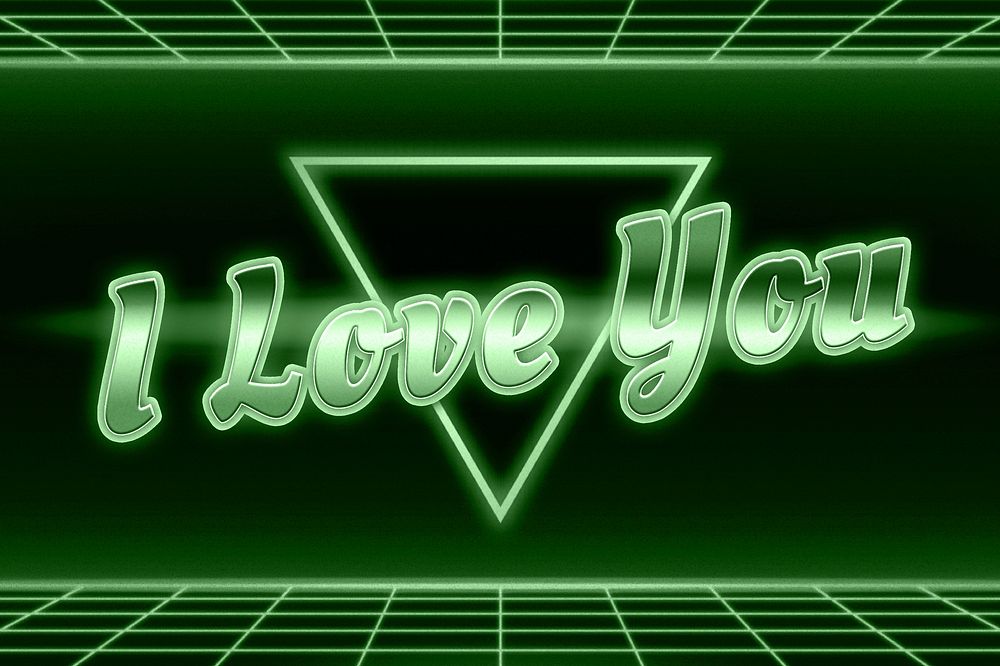 I love you neon grid text typography