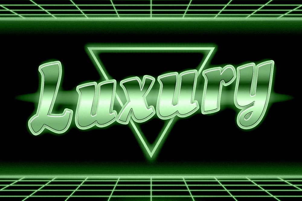 Futuristic neon luxury word typography
