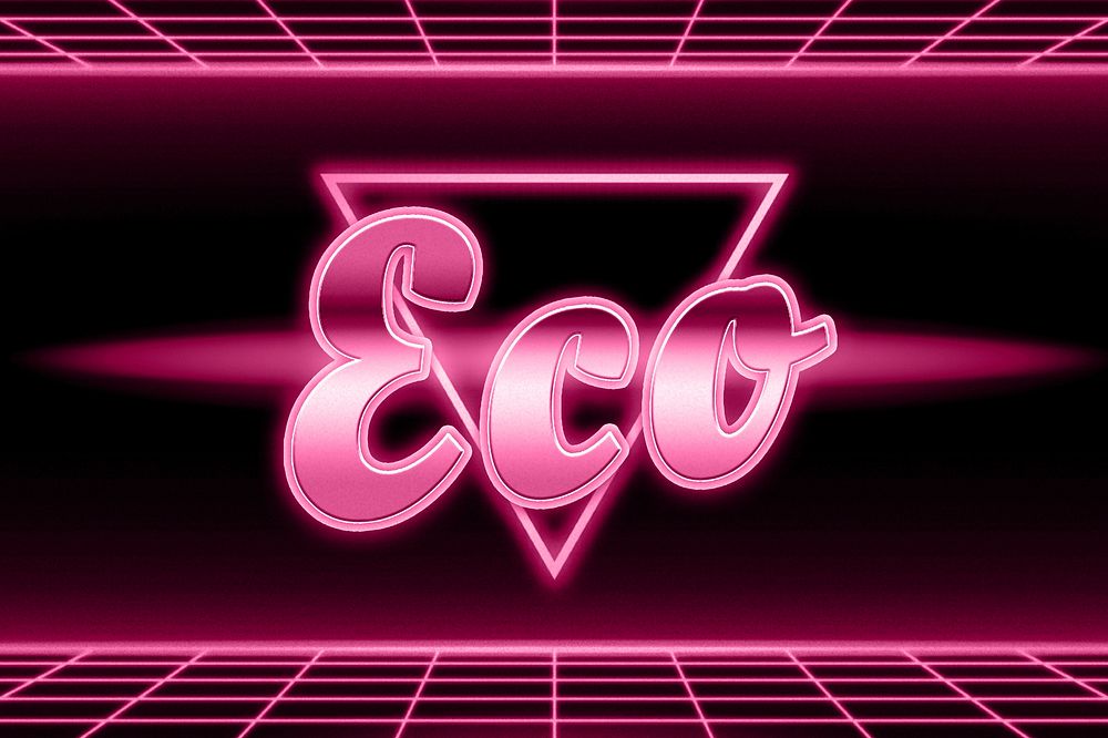 Futuristic neon eco word typography