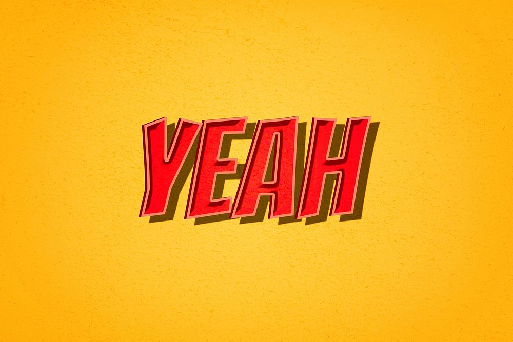 Yeah comic retro style lettering illustration