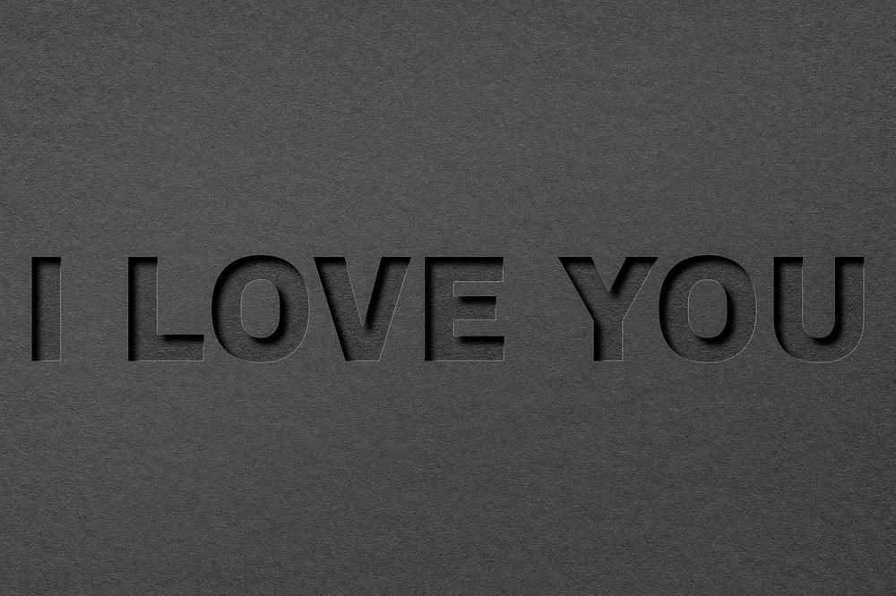 I love you word paper cut font typography