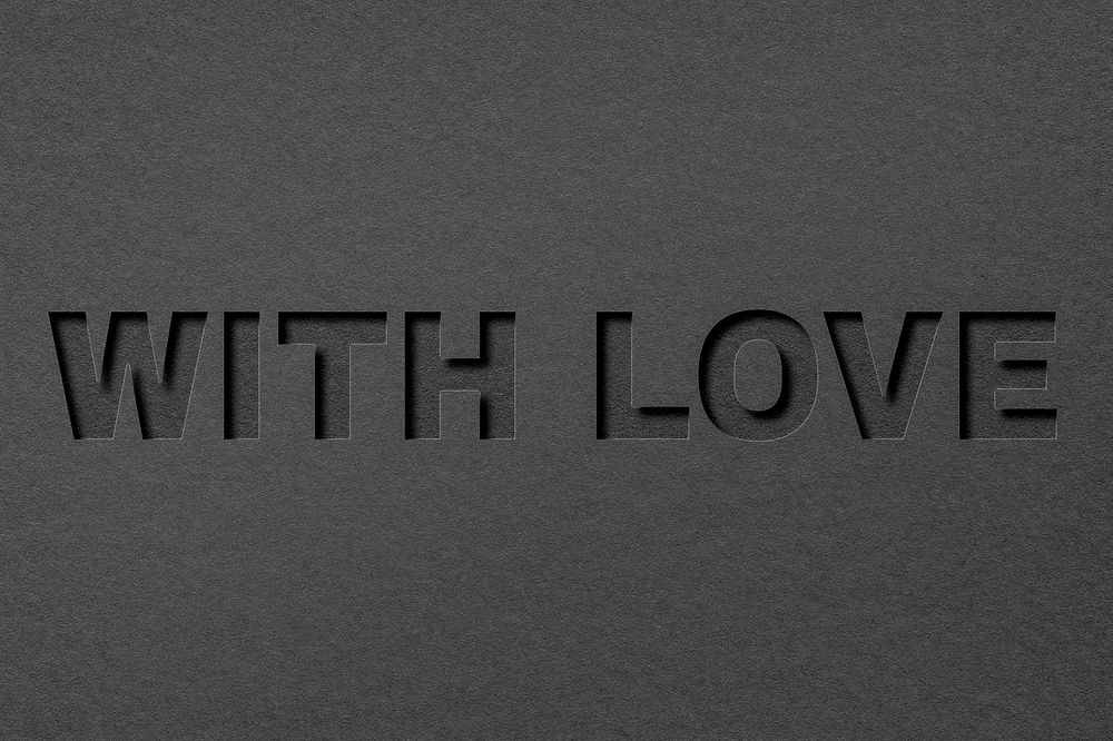 Paper cut with love text font typography