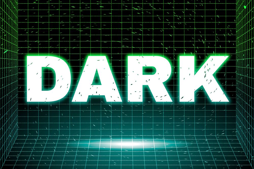 Tech futuristic dark neon png word typography