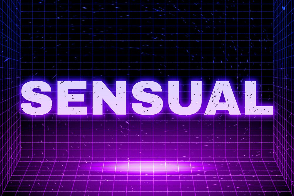 Futuristic synthewave grid style sensual neon text font