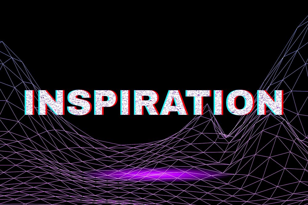 Vaporwave neon grid line inspiration word typography