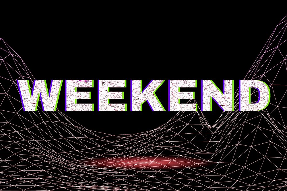 Synthwave retro neon weekend text typography