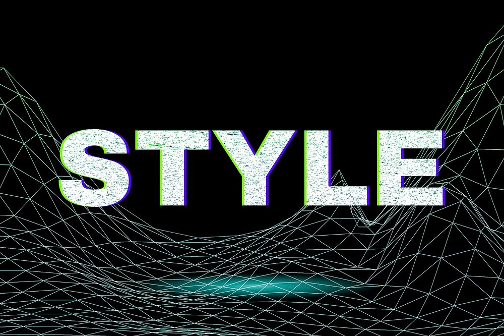 Dark neon grid style futuristic text typography
