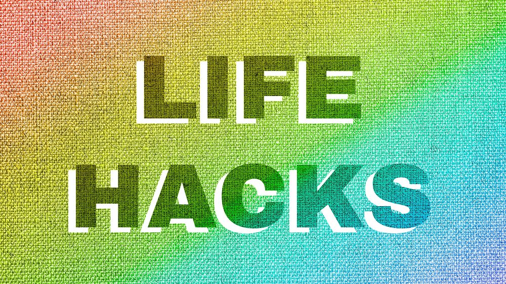 Rainbow life hacks word LGBT font shadow typography