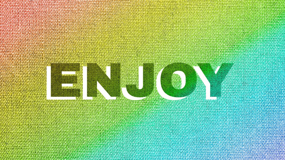 Rainbow enjoy word LGBT font shadow typography