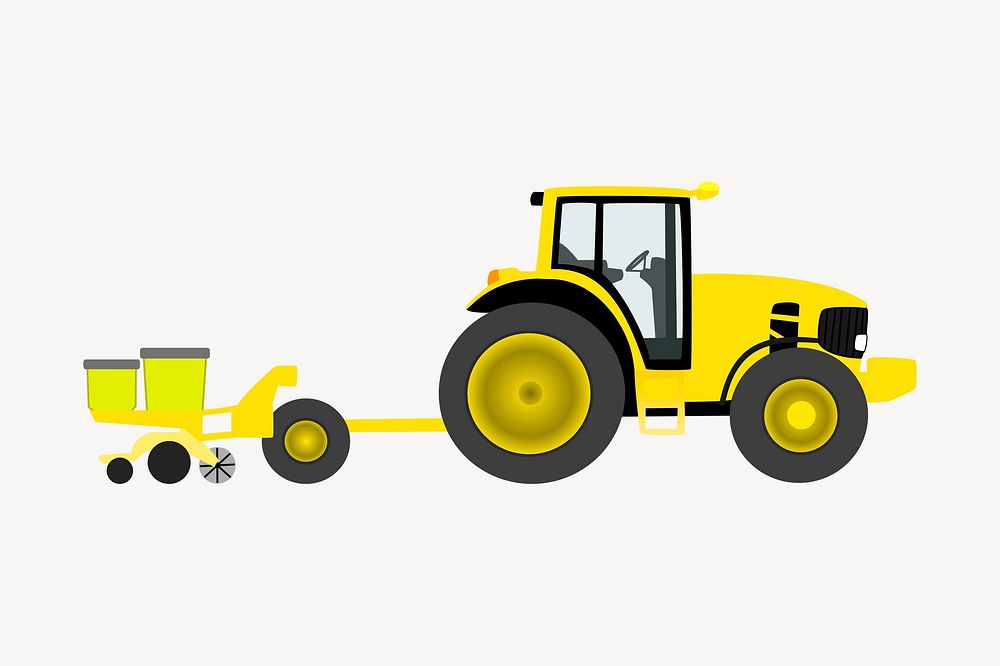 Farm tractor illustration. Free public domain CC0 image.