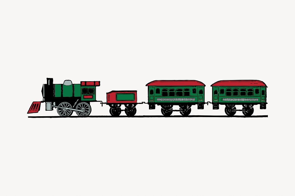 Vintage train collage element illustration vector. Free public domain CC0 image.
