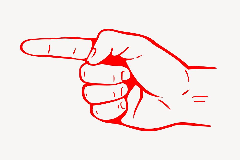 Finger pointing clipart, illustration. Free public domain CC0 image.