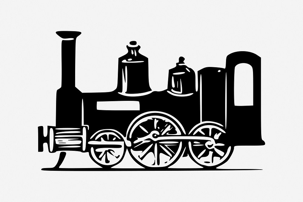 Steam train clipart, illustration. Free public domain CC0 image.