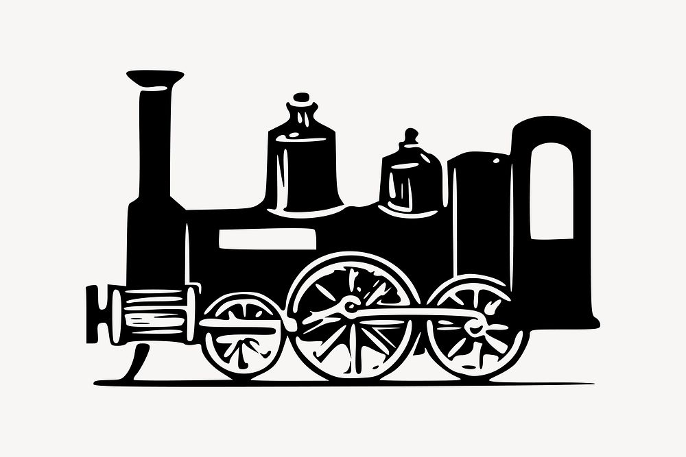 Steam train clipart, illustration vector. Free public domain CC0 image.