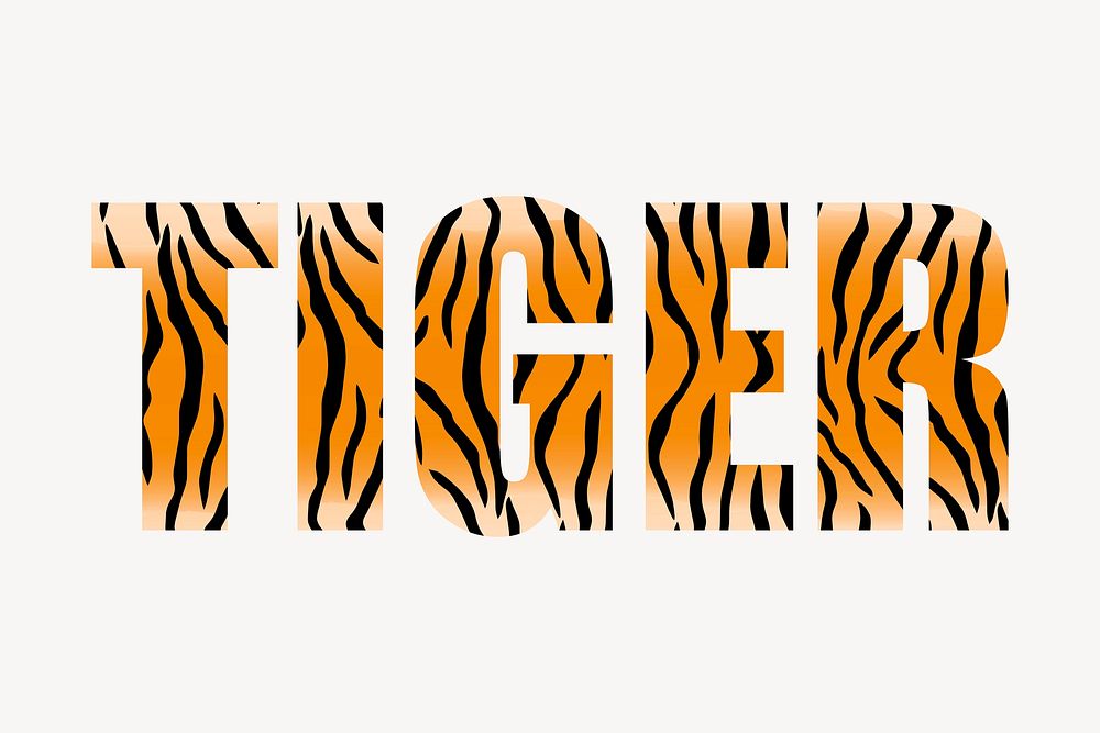 Tiger word illustration. Free public domain CC0 image.