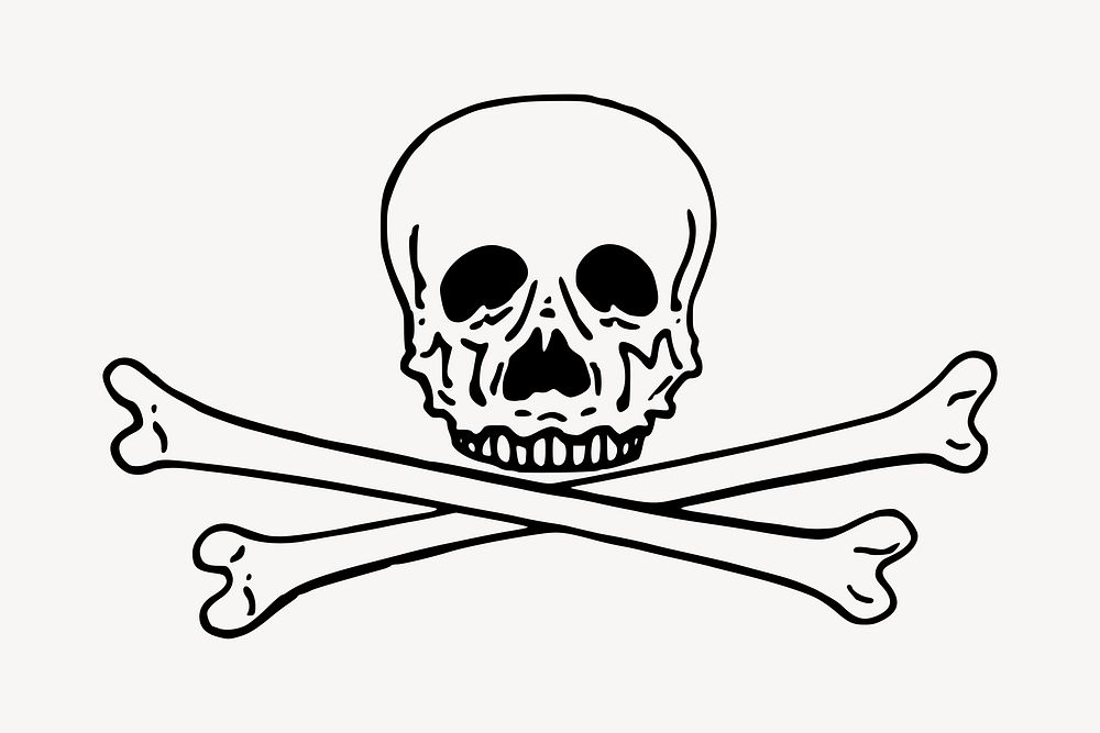 Skull crossbones clipart, illustration. Free public domain CC0 image.