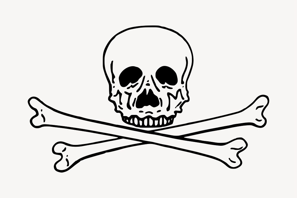Skull crossbones clipart, illustration psd. Free public domain CC0 image.