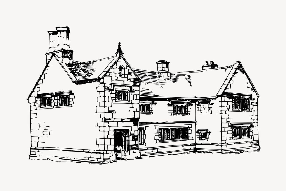 Old cottage house clipart vector. Free public domain CC0 image.