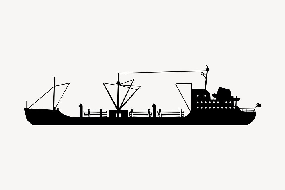Cargo ship clipart, illustration vector. Free public domain CC0 image.