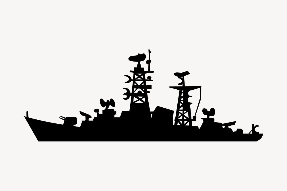Military ship clipart, illustration. Free public domain CC0 image.