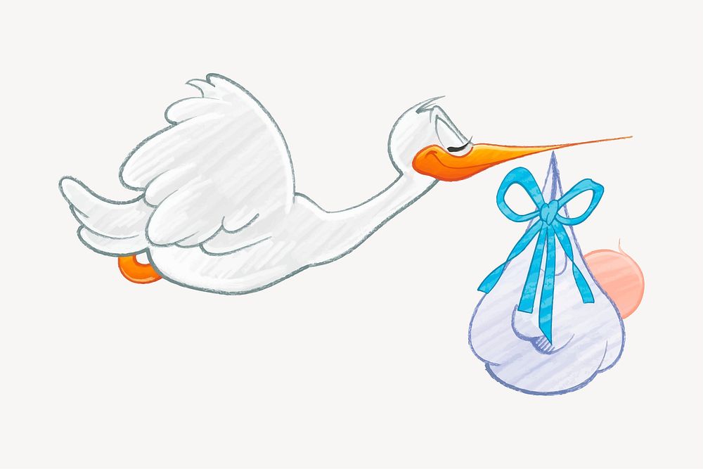 Storks baby clipart, illustration psd. Free public domain CC0 image.