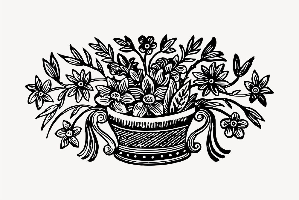 Flowers in vase illustration. Free public domain CC0 image.
