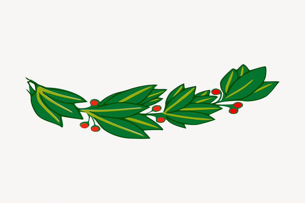 Holly leaves clipart, illustration psd. Free public domain CC0 image.