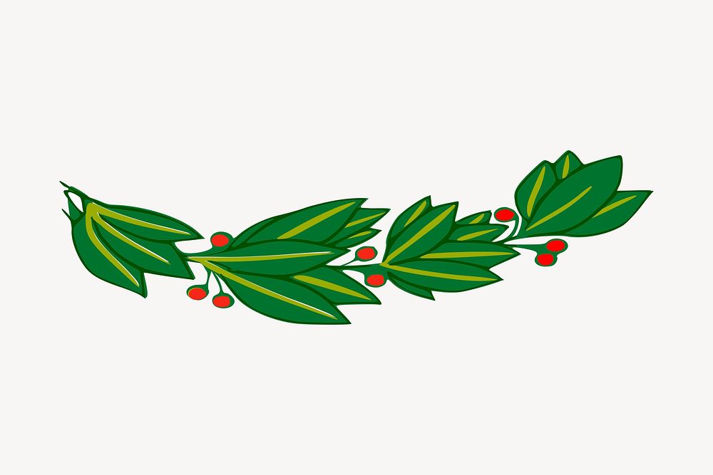 Holly leaves clipart, illustration. Free public domain CC0 image.