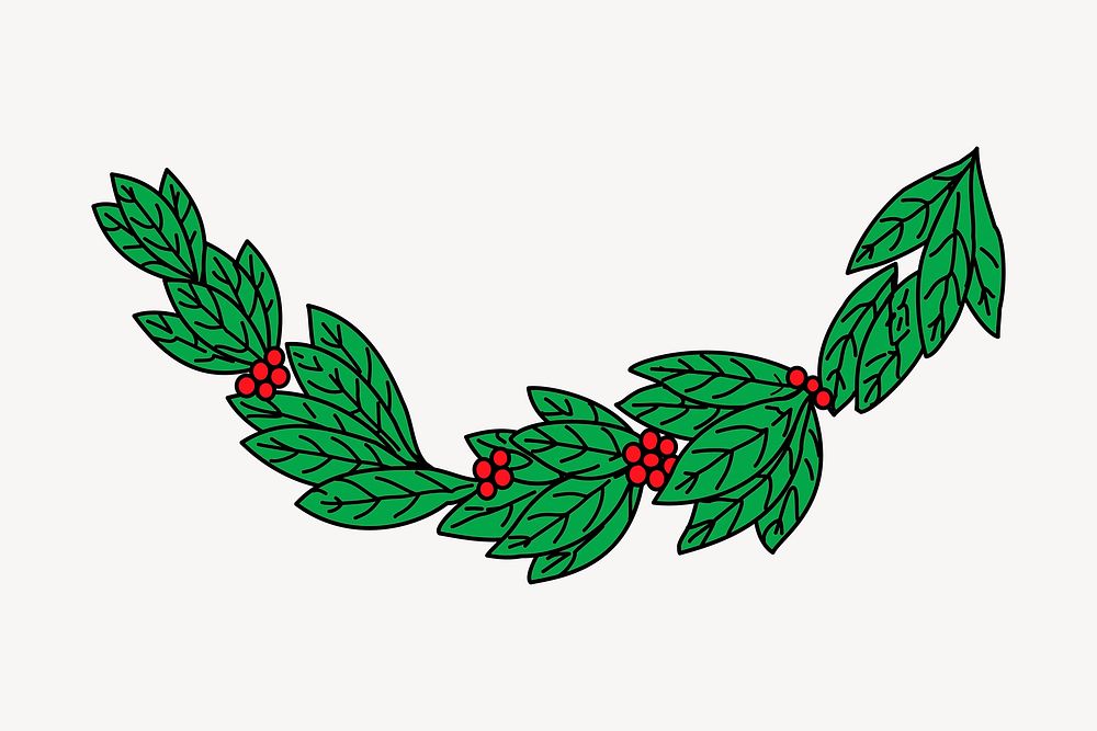 Holly leaves clipart, illustration. Free public domain CC0 image.